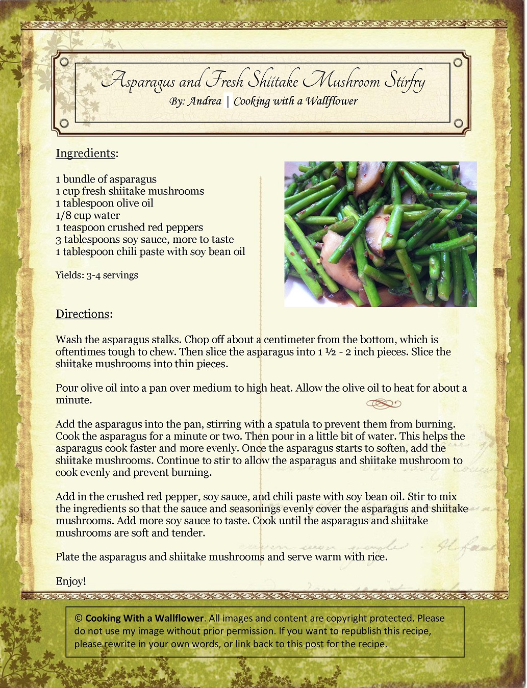 Asparagus and Shiitake Mushroom Stir-fry Recipe Card