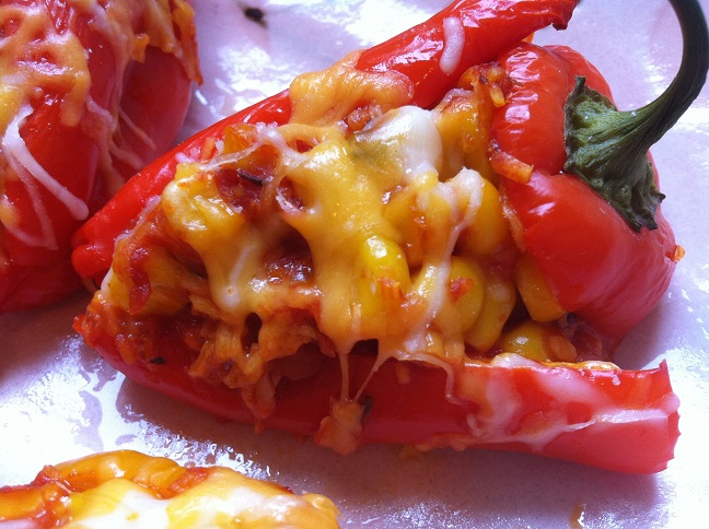 Corn and Cheese Stuffed Sweet Peppers | Cooking with a Wallflower